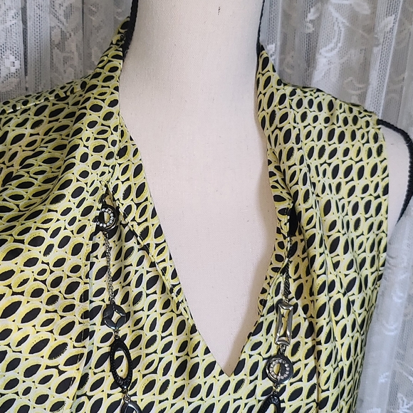 Nine West Sleeveless Top Black Yellow Sz Large - Picture 6 of 14